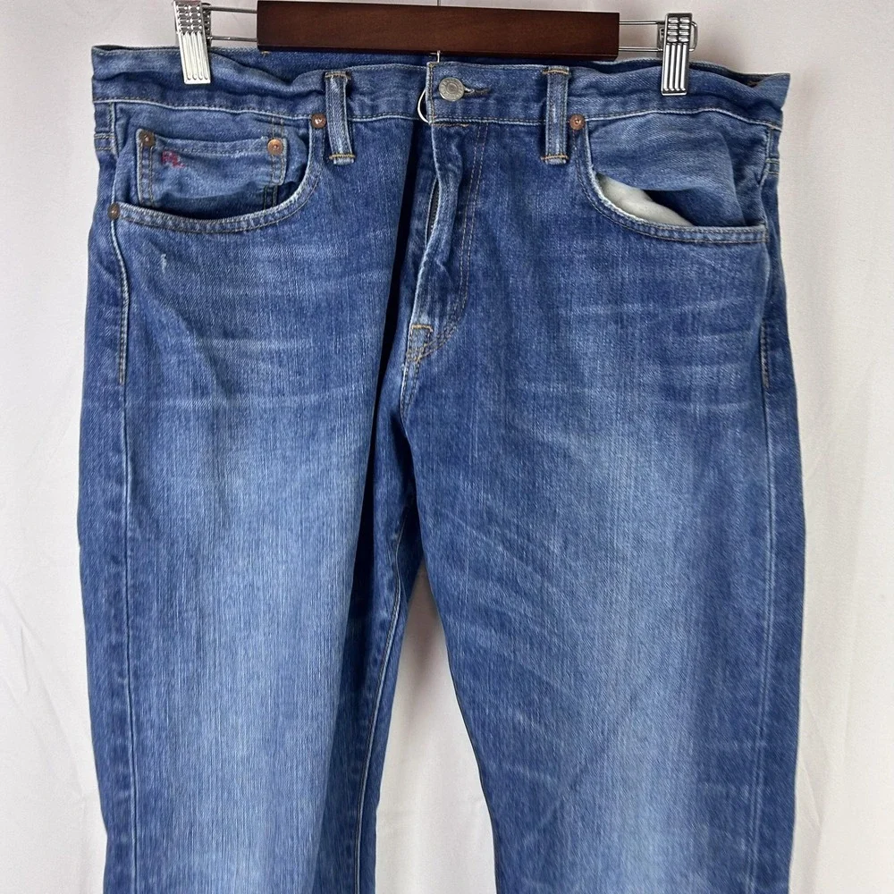 Polo Ralph‎ Lauren Jeans Mens 34x30 Stratford Slim Fit Straight Denim Distressed